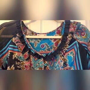 XL RUFFLE COLLAR PRINT TOP